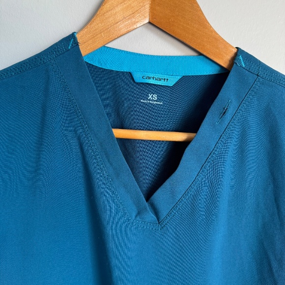 Carhartt Women's Short Sleeve Scrub Top Teal X-Small‎ Pockets Uniform - Picture 7 of 13